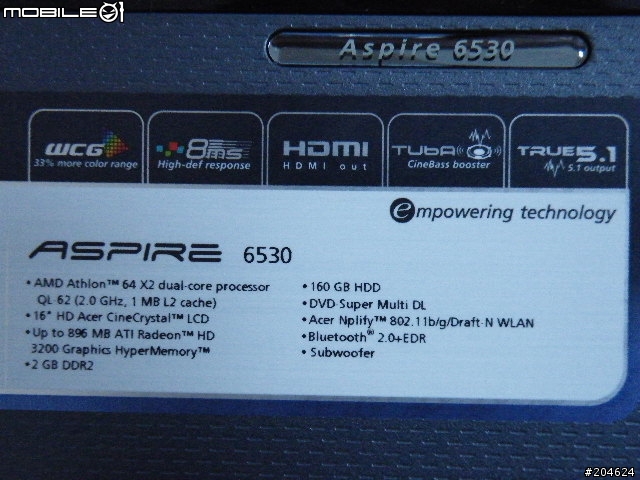 [開箱文]便宜又實用的Acer 6530(已更新)