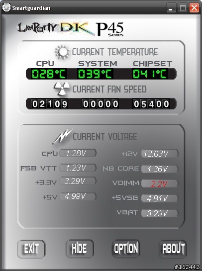 DFI JR P45-T2RS + E8200 C0 小超 500*7 1.28V穩定運作
