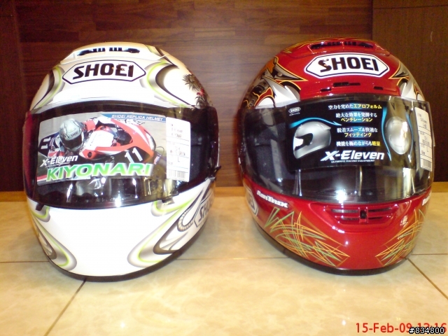 【開箱文】SHOEI  X-11 KIYONARI 白綠版 & E-BOZ 安全帽 紅銀版
