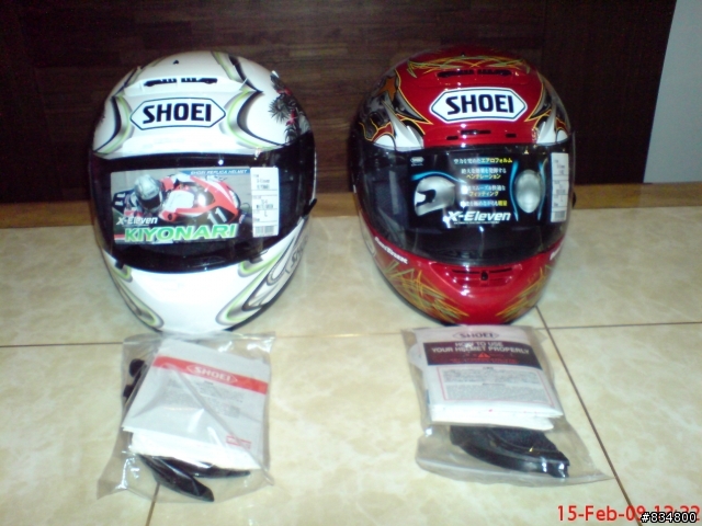 【開箱文】SHOEI  X-11 KIYONARI 白綠版 & E-BOZ 安全帽 紅銀版
