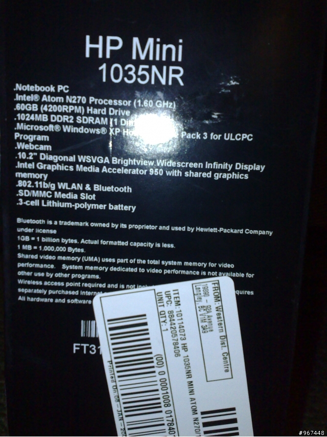 [遲來的開箱文] 我的提早情人禮物~HP MINI 1000 (1035NR)
