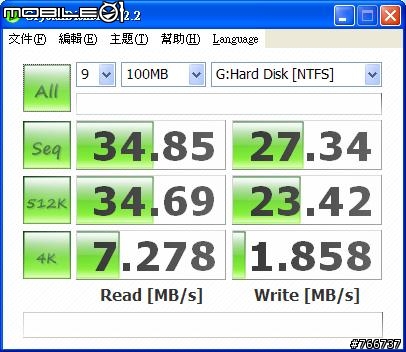 創見SSD18M 1.8吋隨身硬碟測速