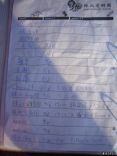 【分享】北投中正山簽到簿(7/5北部車隊大聯誼，歡迎共襄盛舉)