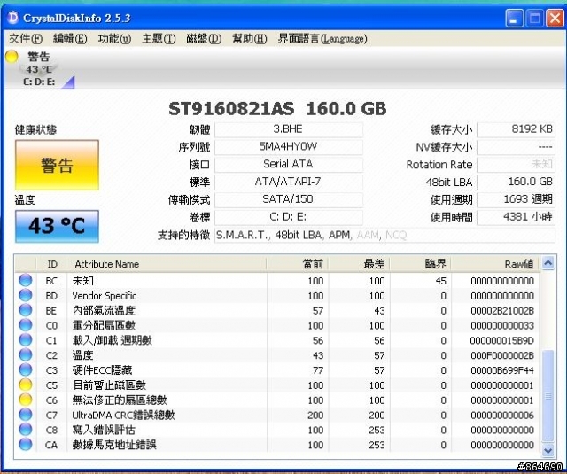 詢問硬碟狀況（目前暫止磁區數....）