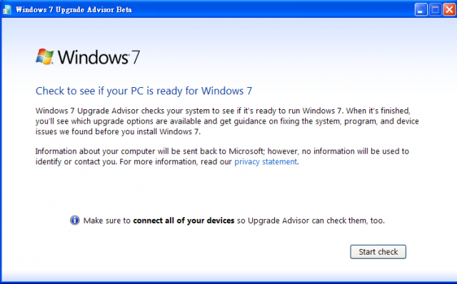Windows 7 Upgrade Advisor Beta 出了