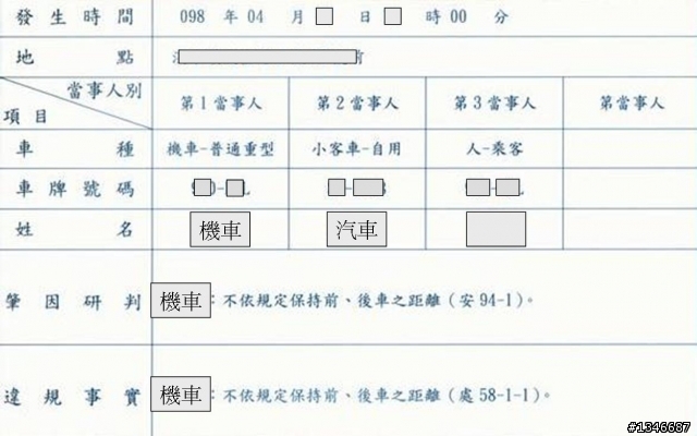幫我鑑定這個車禍研判表，誰對誰錯？（已經提告了）
