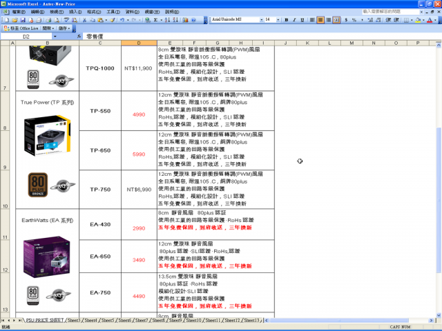 Antec 在台 Power 產品價格異動改訂通知