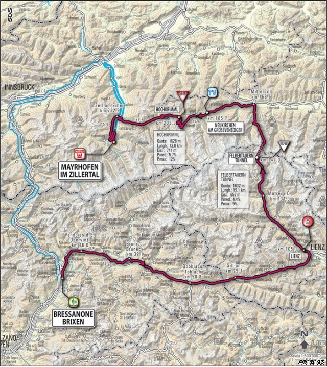 環義大賽第六站－從Bressanone/Brixen 到Mayrhofen (Aut)，全長248公里