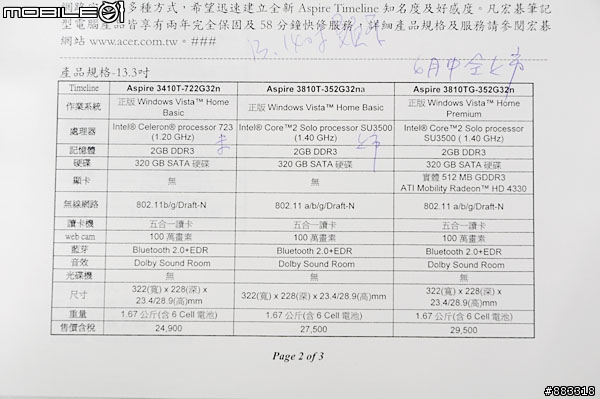 [快訊]宏碁Aspire Timeline筆電搭Intel ULV處理器24900元起