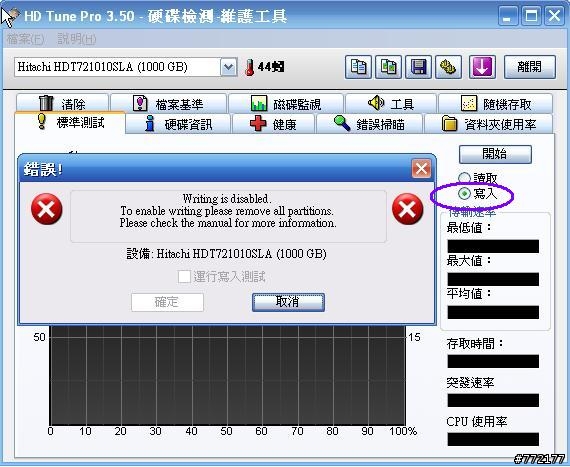 [已解決] 新硬碟用HD Tune測試失敗??
