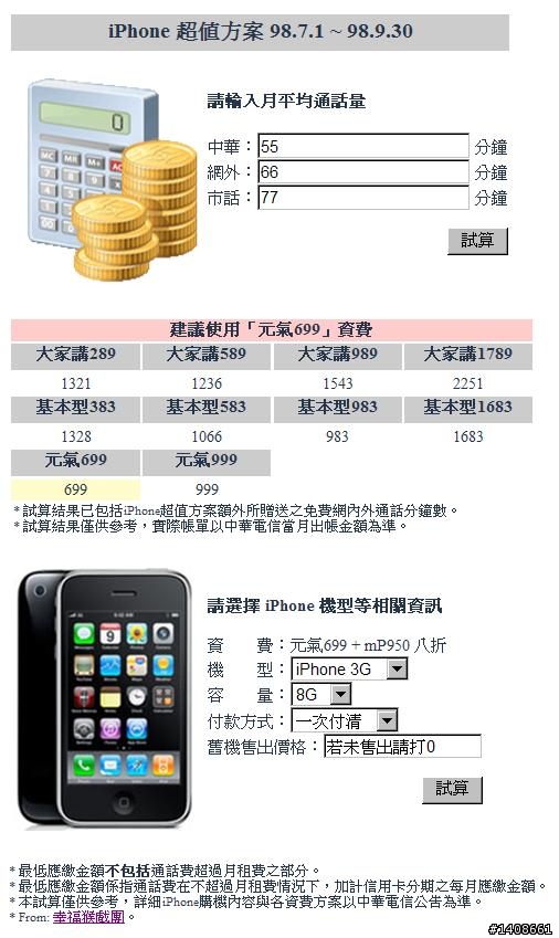 [0827更新] 試算iPhone超值方案最適資費與每月最低應繳金額