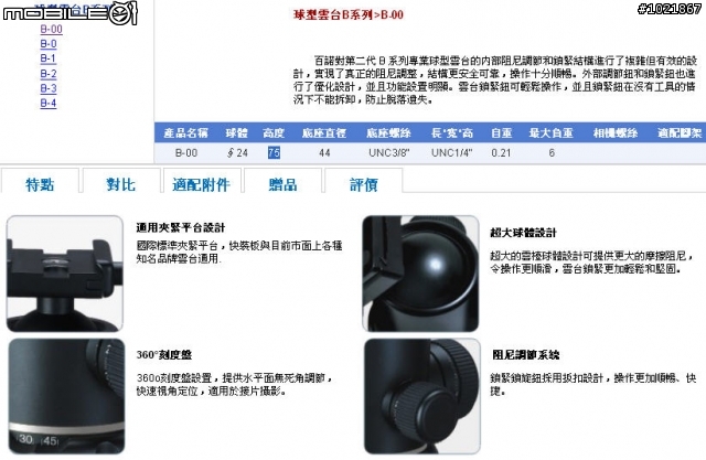 [分享]輕便小巧的旅遊腳架 BENRO百諾A-068腳架+B-00球型雲台