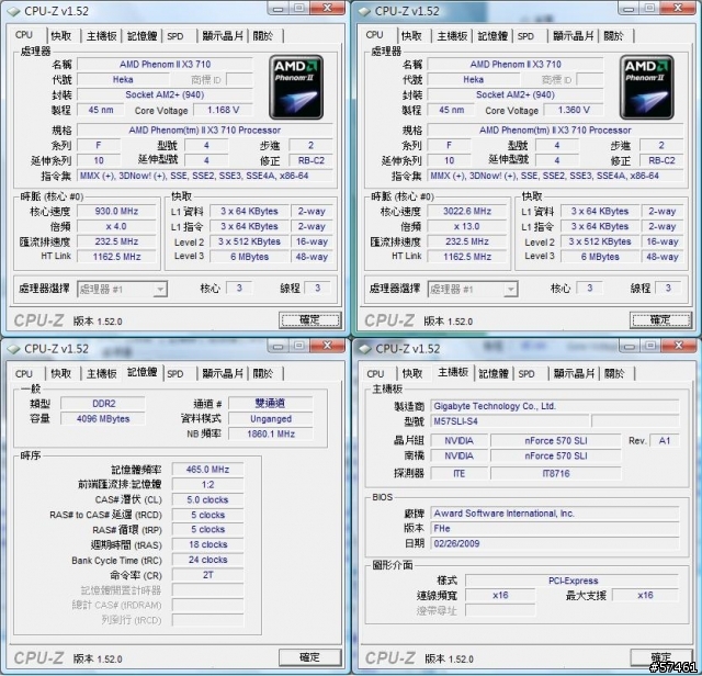 [白老鼠]技嘉GA-M57SLI-S4尬Phenom II X3 710(7/28新增無腦超頻3.0G)