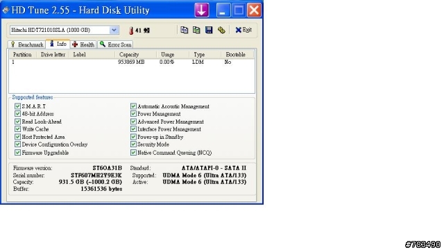 今天入手的日立 1TB 32MB SATA II