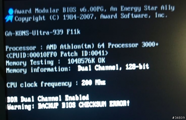 GA-K8NS-Ultra-939 BIOS 電腦開機出現錯誤錯誤