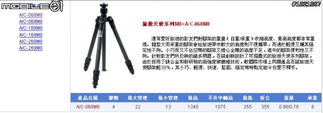 [分享]輕便小巧的旅遊腳架 BENRO百諾A-068腳架+B-00球型雲台