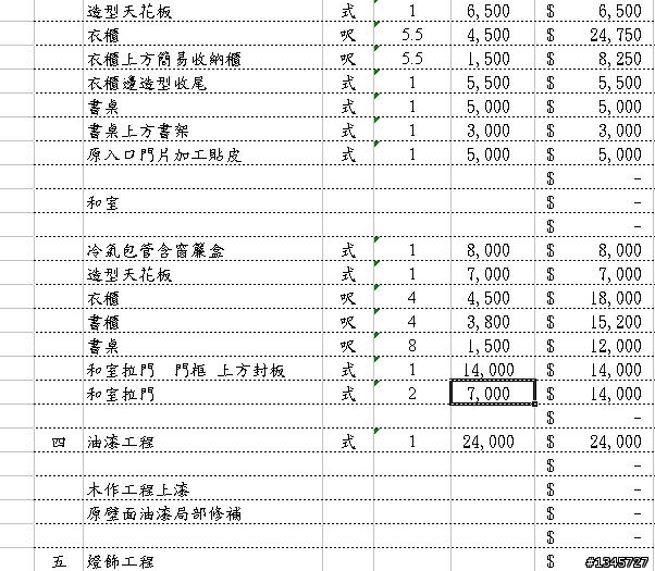 裝潢菜單-請幫忙檢視這樣是否合理.謝謝