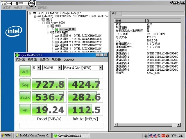 [測試] SSD X25-M G2 160G 6顆在 SB850 / ICH10R / P55 / SB710 /  Dell PERC 6i  上的測試