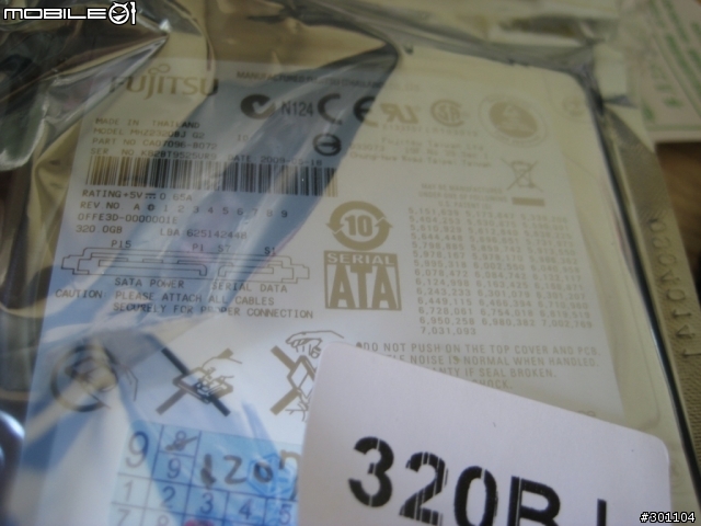 富士FUJITSU 7200rpm 320G 2.5"開箱&問題