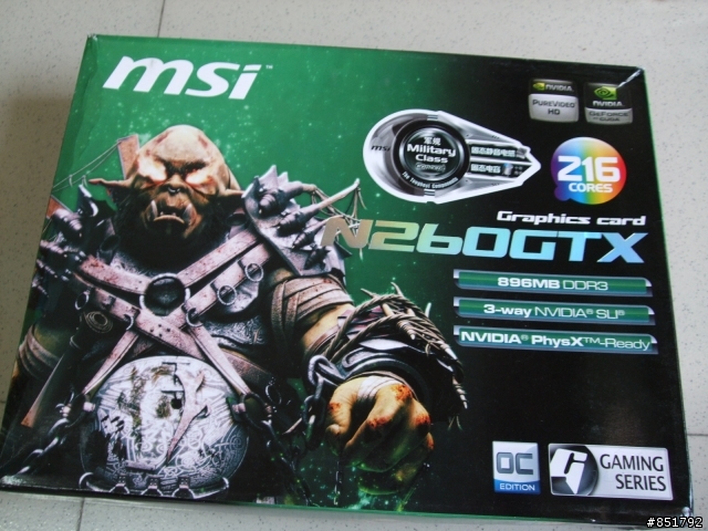 MSI  N260GTX-T2D896-OC 开箱文