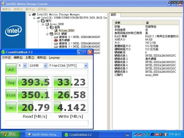 [測試] SSD X25-M G2 160G 6顆在 SB850 / ICH10R / P55 / SB710 /  Dell PERC 6i  上的測試