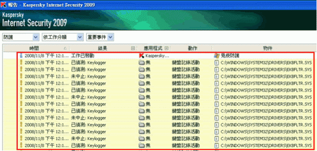 卡巴斯基掃出keylogger  煩腦中~~~~