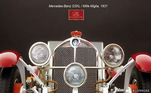 模型車收藏分享[004-CMC-M055, 1/18, Mercedes-Benz SSKL, Mille Miglia, 1931（白象）]