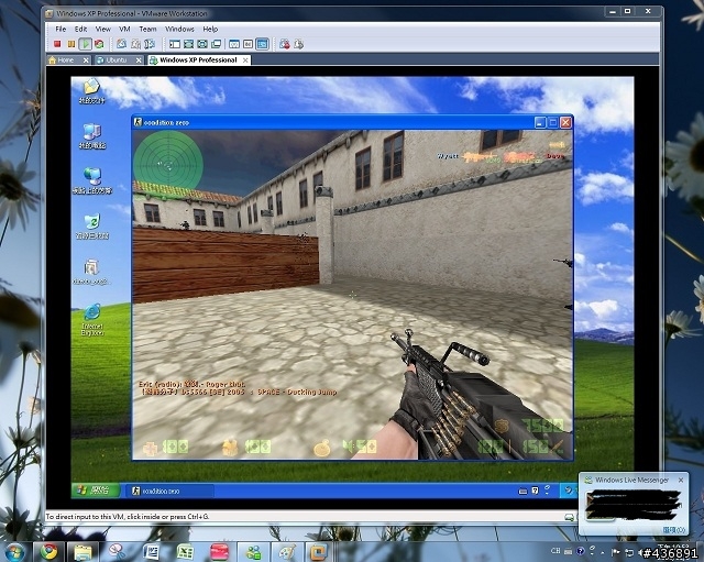 VMware-workstation-7 玩3D遊戲的測試 可以玩CS和惡魔獵人4