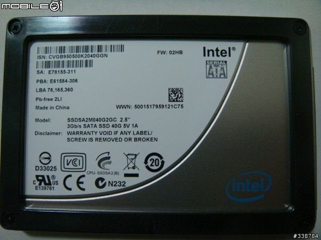 {開箱兼簡測}Intel x25-v 40g SSD在Intel ICH10R上的表現