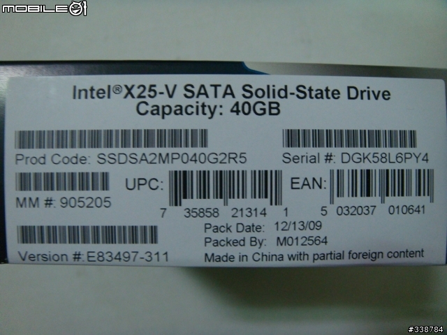 {開箱兼簡測}Intel x25-v 40g SSD在Intel ICH10R上的表現