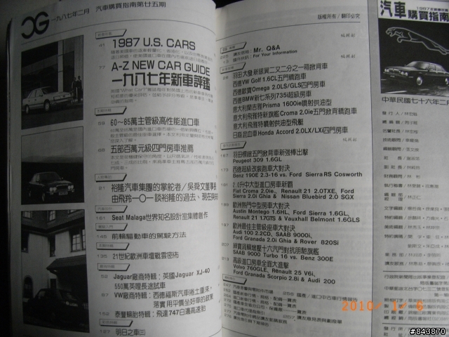 一九八七年 新車年鑑
