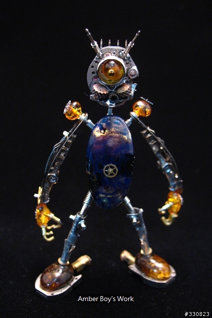 Amber Boy結合電子,鐘錶零件琥珀的個人創作