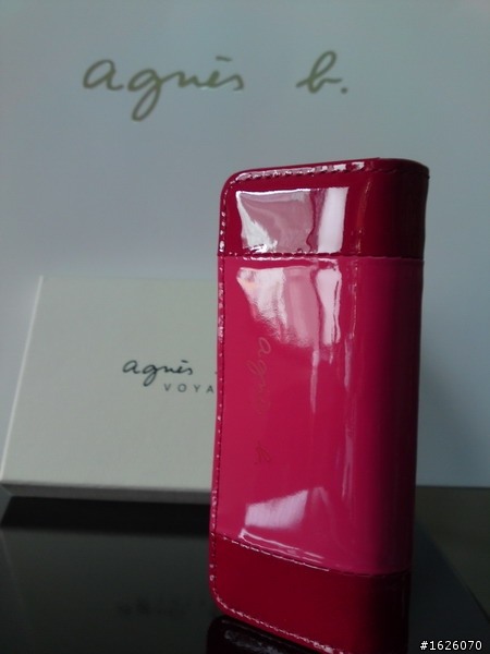 [甜蜜開箱]agnes b 新春款閃亮小桃紅鑰匙包