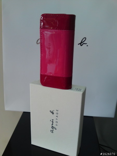 [甜蜜開箱]agnes b 新春款閃亮小桃紅鑰匙包