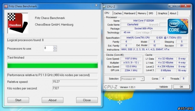 同機Intel i7 4核心筆電CPU 720QM/820QM/920XM效能測試