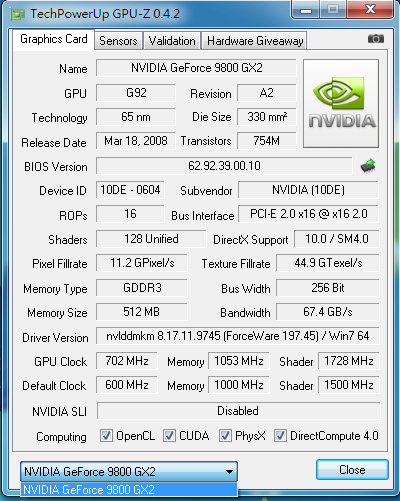 9800GX2_只看的到一個晶片