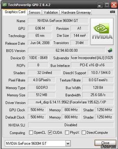 DIY ACER Aspire 4730Z 拆機換顯卡實錄+ 測試