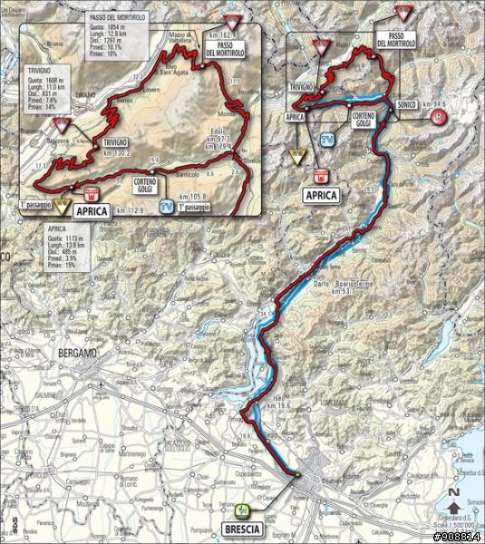 2010環義大賽第19站，Brescia - Aprica，全程195公里