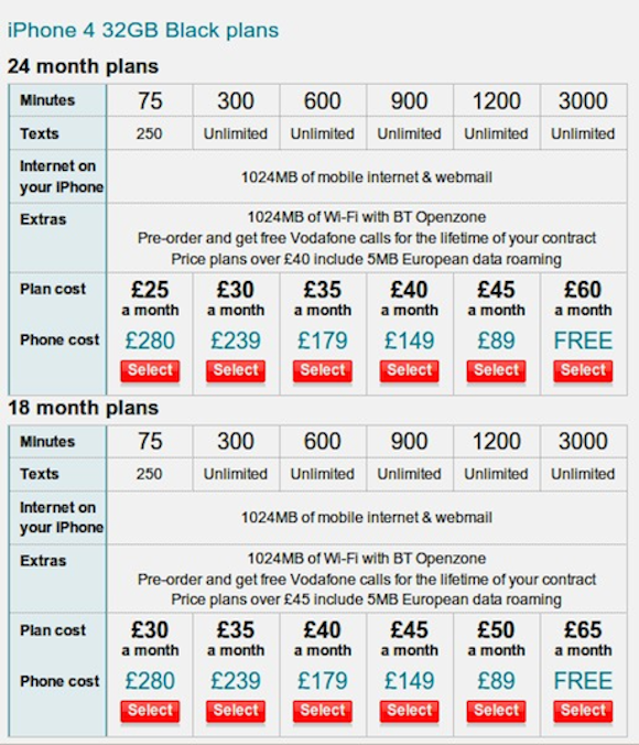 [英國iPhone4] O2,Orange,Vodafone的iPhone4新資費都發表了，全都取消了無限3G上網!!!