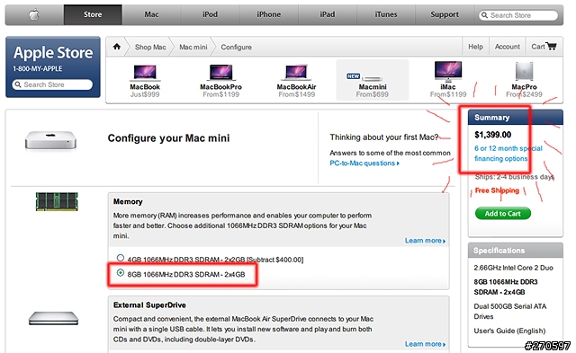 快搶！！！Mac mini 4G只要999，8G 1399。