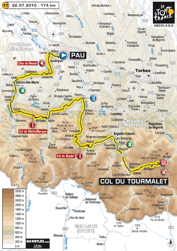2010環法大賽 第17站, Pau - Col du Tourmalet 174 Km