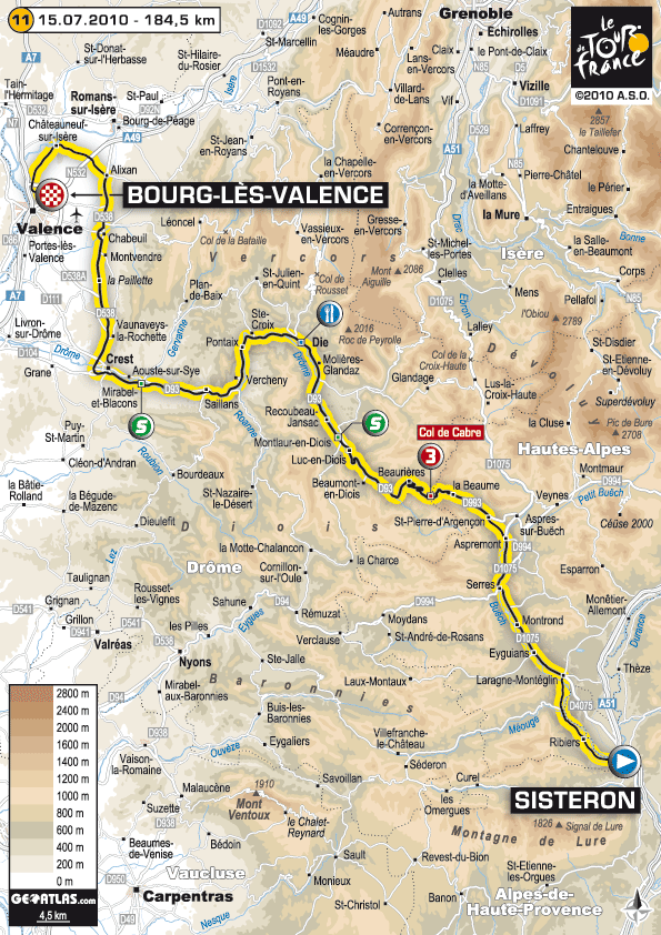 2010環法大賽 第11站, Sisteron - Bourg-lès-Valence 184.5 Km