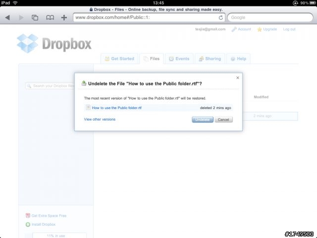 [分享]iPad 雲端 Dropbox 誤刪檔案 簡單五步驟拯救法