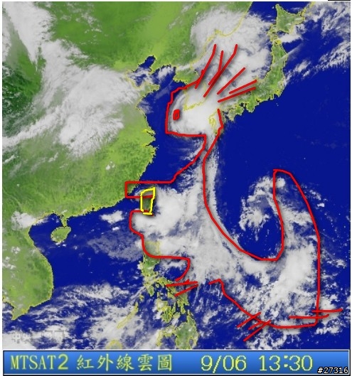 台灣上空怪異的天氣雲圖 (來畫畫圖吧！)