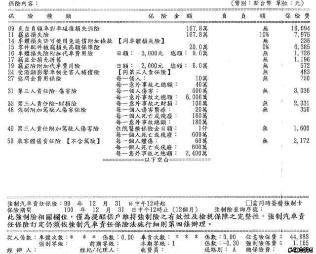 新車保險單