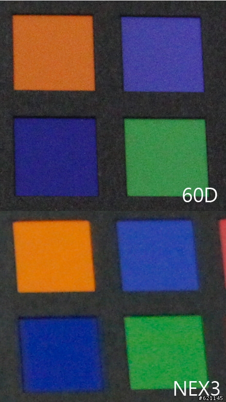 60D與NEX3在ISO 3200的雜訊比較，A55可參考