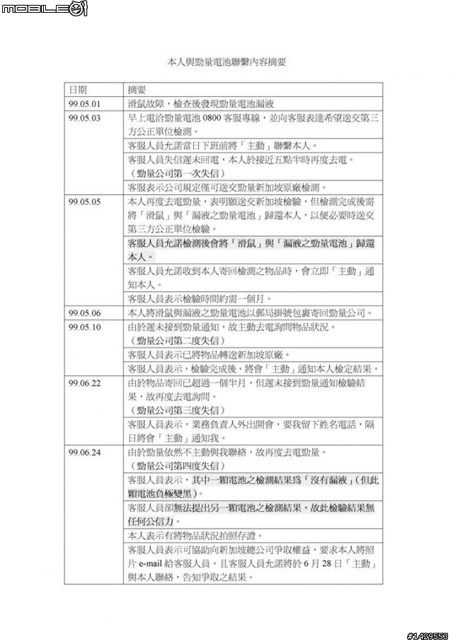 勁量電池漏液~廠商的回應請各位公評(99.11.20更新)