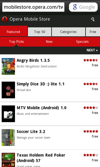 【分享】Android版Opera Mobile瀏覽器小試用