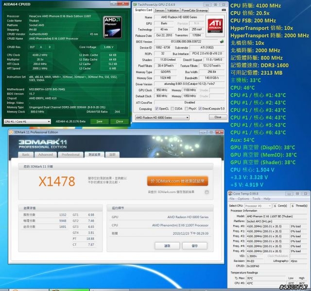 [挑戰950/1100MHz]用六頭龍1100T逼出6870的極限效能