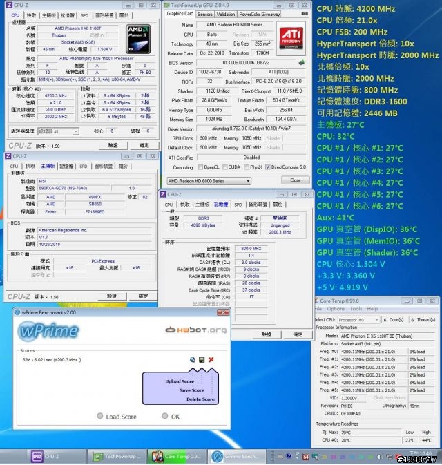 [冬天超頻分享] AMD六核飛龍1100T黑盒版飛上4.2G